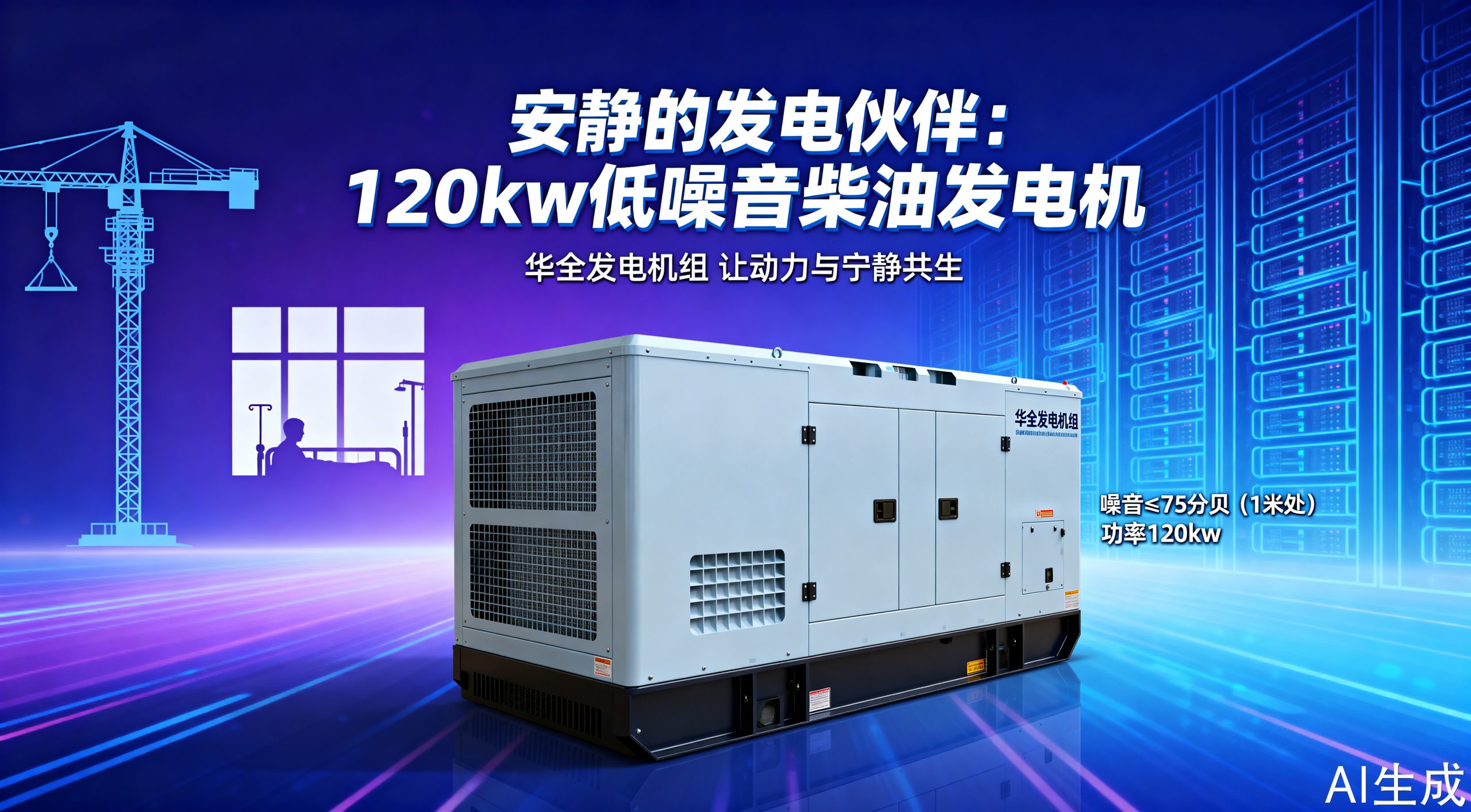 120kw低噪音柴油发电机，出奇的安静