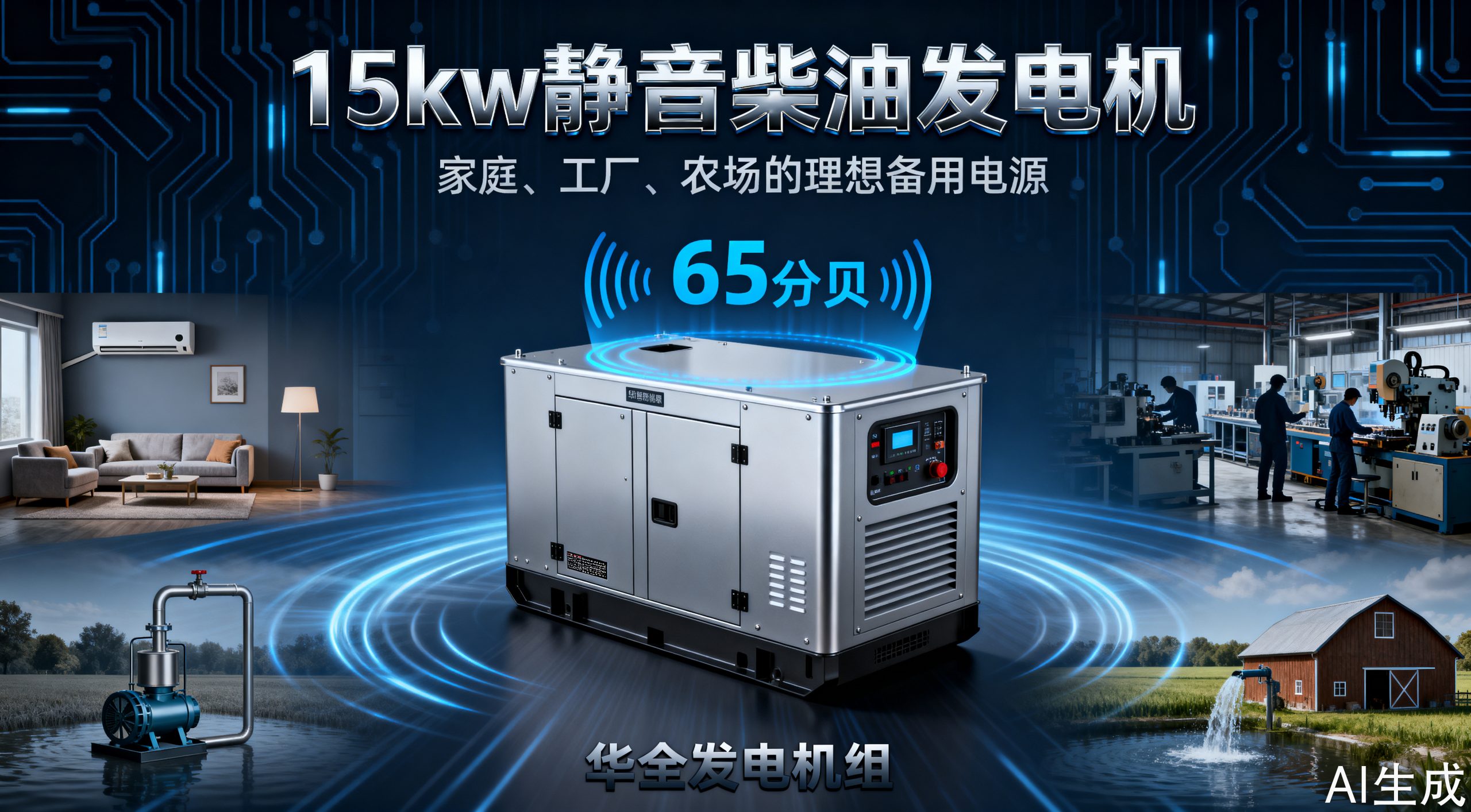 15kw静音柴油发电机，你值得拥有的备用电源